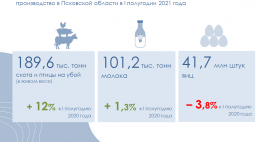 Производство продукции животноводства в 1 полугодии 2021 года