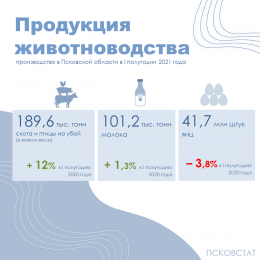 Производство продукции животноводства в 1 полугодии 2021 года