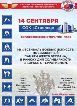 Фестиваль боевых искусств, посвященный памяти жертв Беслана, пройдет в Великих Луках в эту субботу