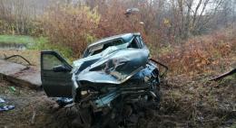 Около деревни Суханово автомобиль «Лада Приора» съехал в кювет